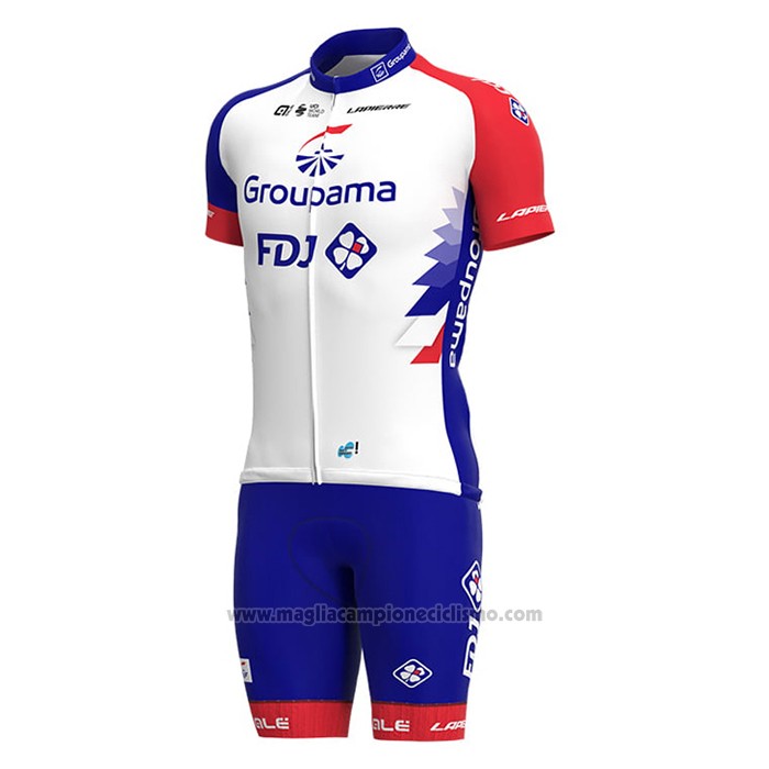 2021 Abbigliamento Ciclismo Groupama-FDJ Rosso Blu Manica Corta e Salopette